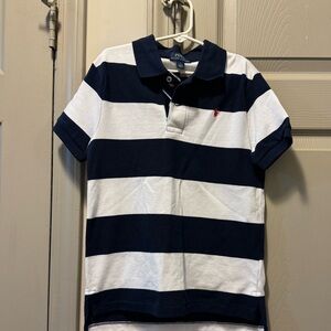 Polo Ralph Lauren boys navy and white striped collar shirt